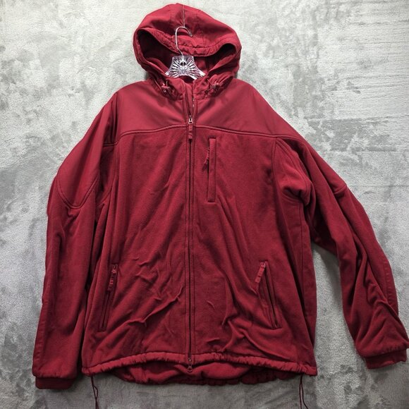 Duluth Trading Co Jacket Mens 2XL Red Hooded Full Zip Fleece Shoreman Fleece - Picture 1 of 9